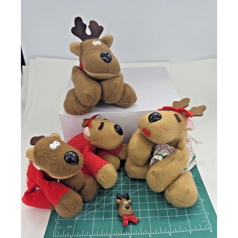 Rodney Reindeer & Friends Plush Complete Set 4 Burger King + Bonus Hallmark Pin